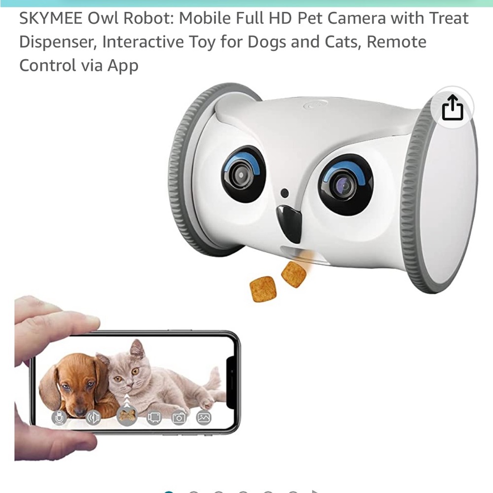 Mobile Full HD Pet Camera with Treat Dispenser, Interactive Toy for Dog